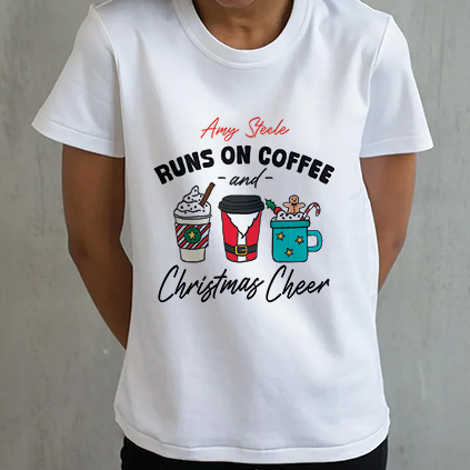 Personalised Coffee And Christmas Cheer T-Shirt