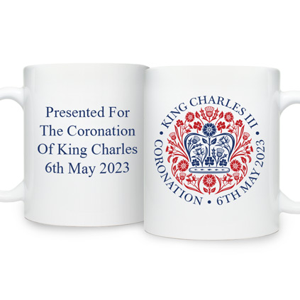 Personalised King Charles III Coronation Mug 2023 Official Emblem