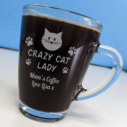 Crazy Cat Lady Personalised Glass Mug