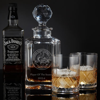 Logo Engraved Personalised Whiskey Decanter Set With Glasses
