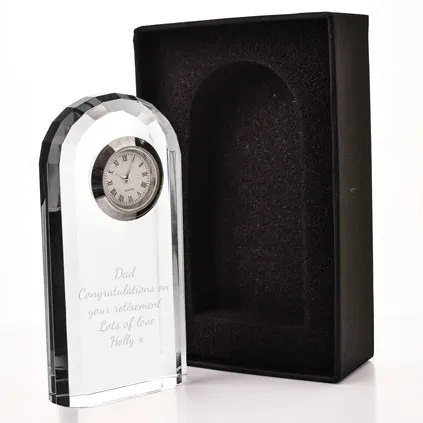 Retirement Gifts Personalised Crystal Clock