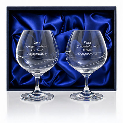 Personalised Brandy Glass Set With Swarovski Elements