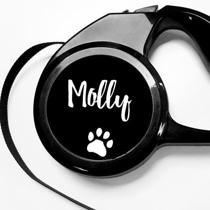 Personalised Retractable Dog Lead Choose Colour For Small To Medium Dogs