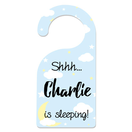Personalised Blue Baby Is Sleeping Door Hanger