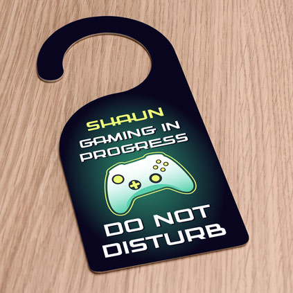 Personalised Gaming In Progress Door Hanger