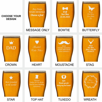 Engraved Tulip Pint Glass Choose Your Bespoke Design