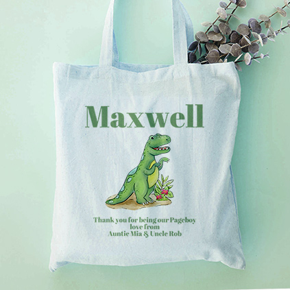 Personalised Children's Dinosaur Tote Bag