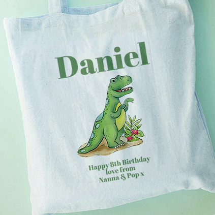 Personalised Children's Dinosaur Tote Bag
