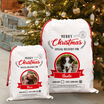 Personalised Dog Santa Sack Photo Upload Christmas Gift