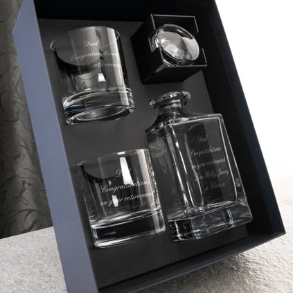 Personalised Edinburgh Plain Crystal Decanter Set And 2 Glasses