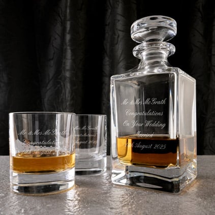 Personalised Edinburgh Plain Crystal Decanter Set And 2 Glasses