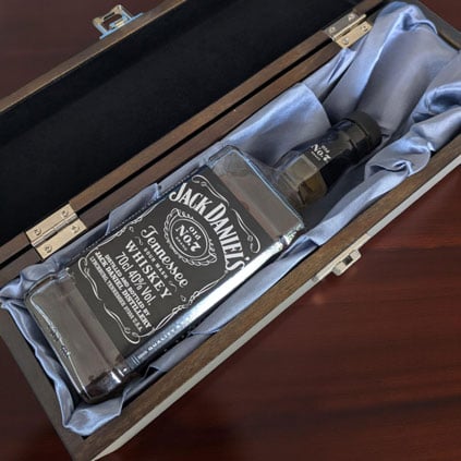 Logo Engraved Solid Elm Wood Wine Box With Graphite Insert