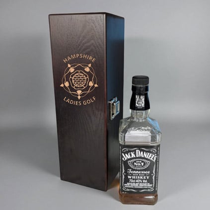 Logo Engraved Solid Elm Wood Wine Box With Graphite Insert