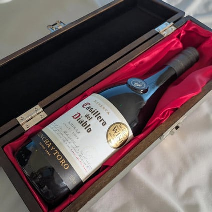 Logo Engraved Solid Elm Wood Wine Box With Red Insert