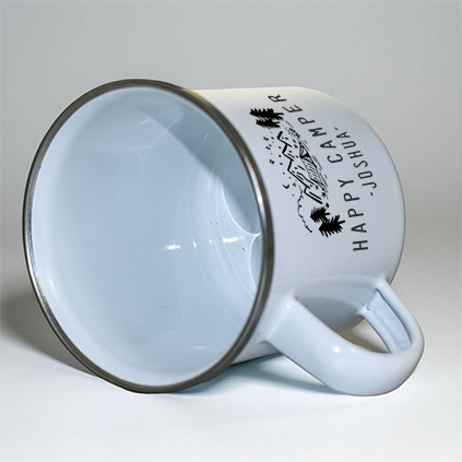 Personalised Happy Camper Enamel Mug