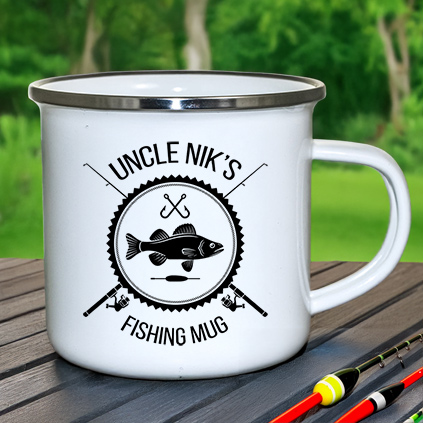 Personalised Fishing Club Enamel Mug
