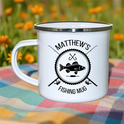 Personalised Fishing Club Enamel Mug