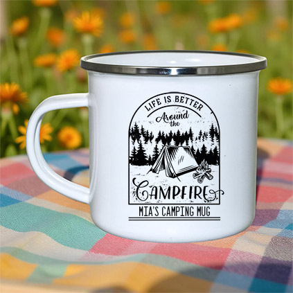 Personalised Enamel Campfire Mug
