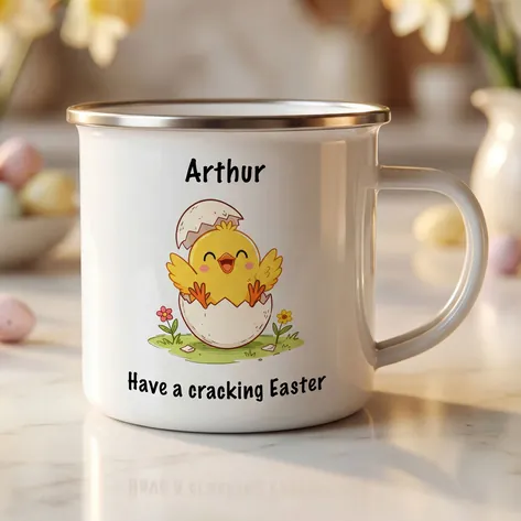 Personalised Easter Chick Enamel Mug Personalised Easter Chick Enamel Mug