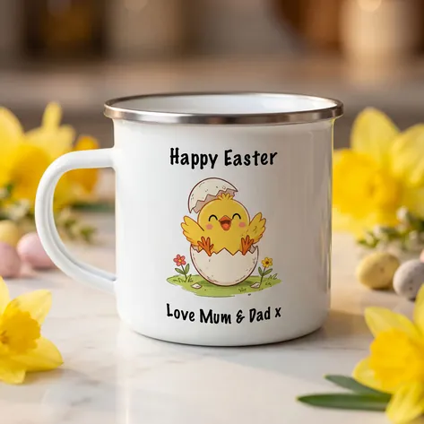 Personalised Easter Chick Enamel Mug