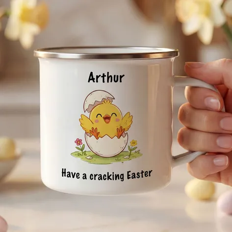Personalised Easter Chick Enamel Mug