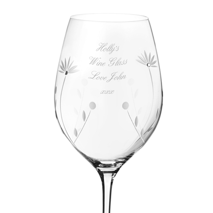 Personalised Bloom Wine Glass With Swarovski Crystals