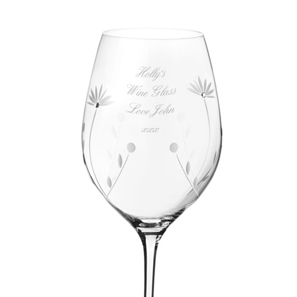Personalised Bloom Wine Glass With Swarovski Crystals