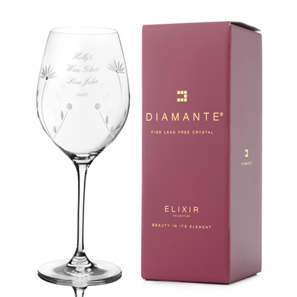Personalised Bloom Wine Glass With Swarovski Crystals