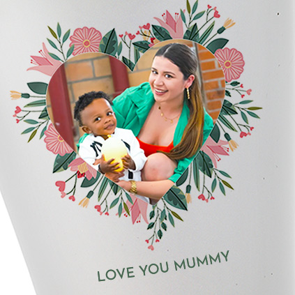 Personalised Photo Upload Heart Floral Wreath Plant Pot