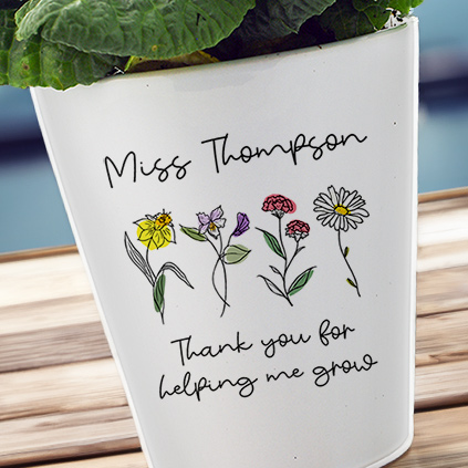 Personalised Thank You For Helping Me Grow Plant Pot