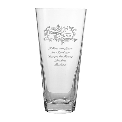 Personalised Floral Banner Wonderful Mum Conical Vase