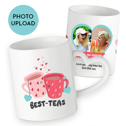Personalised Photo Upload Best-Tea Heart Handled Mug