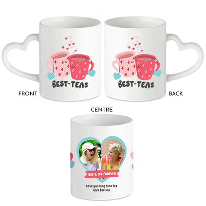 Personalised Photo Upload Best-Tea Heart Handled Mug