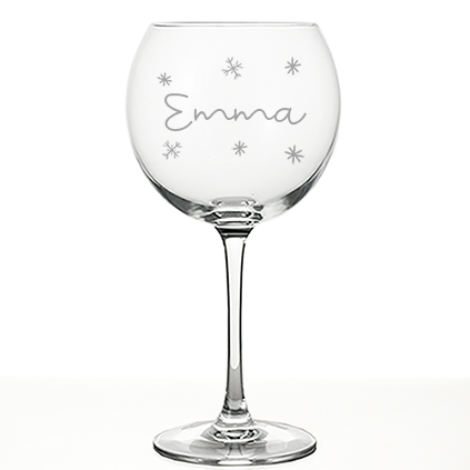 Personalised Christmas Any Name Snowflake Gin Glass