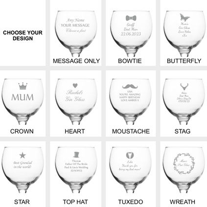 Engraved Gin Glass Choose Your Bespoke Design