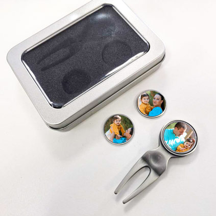 Personalised Photo Upload Golf Ball Markers Set