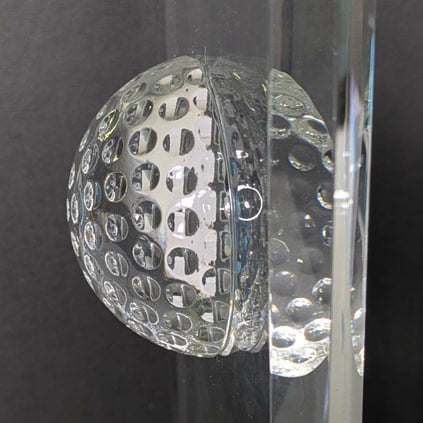 Logo Engraved Crystal Golf Ball Rectangle Award 24cm