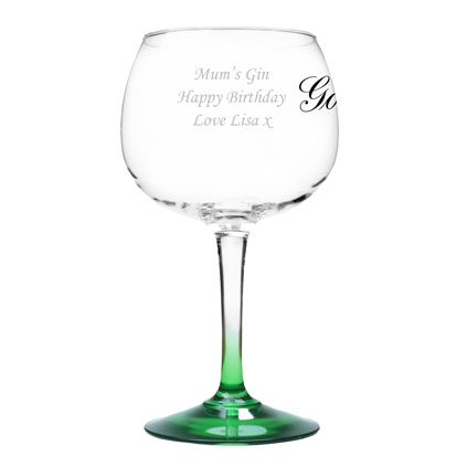 Personalised Gordons Gin Glass Green Stem 70cl