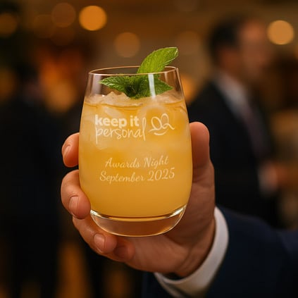 Logo Engraved Grand High Ball Glass Branded Promotional Gift