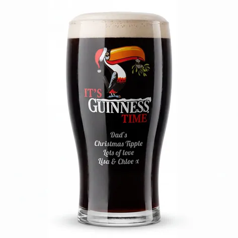 Engraved Christmas Guinness Toucan Pint Glass