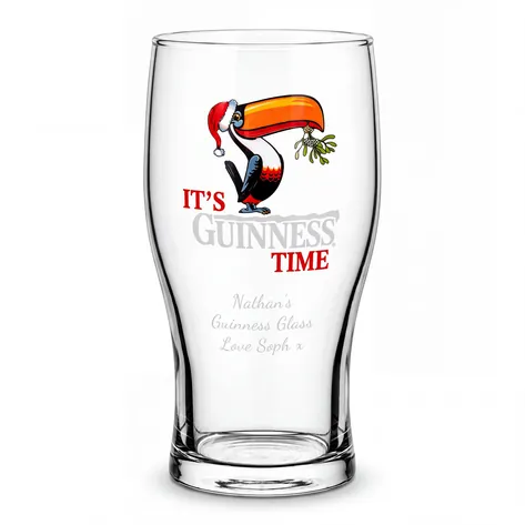 Engraved Christmas Guinness Toucan Pint Glass