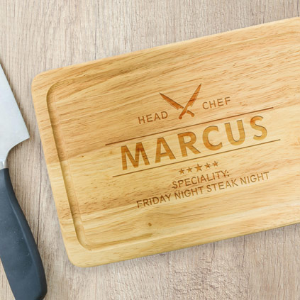 Personalised Head Chef Wooden Chopping Board