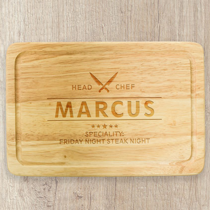 Personalised Head Chef Wooden Chopping Board