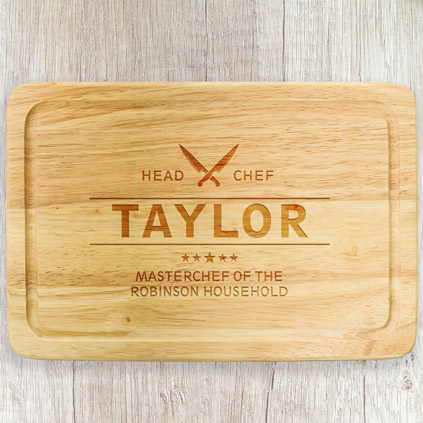 Personalised Head Chef Wooden Chopping Board