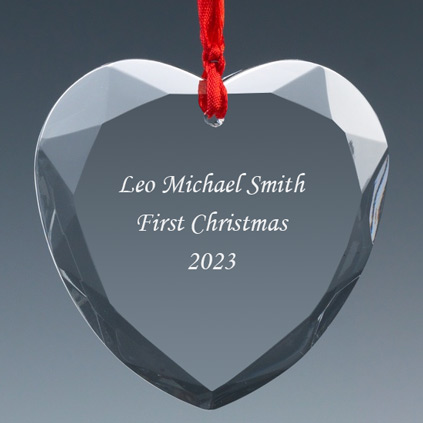 Personalised Heart Crystal Bauble Christmas Tree Decoration