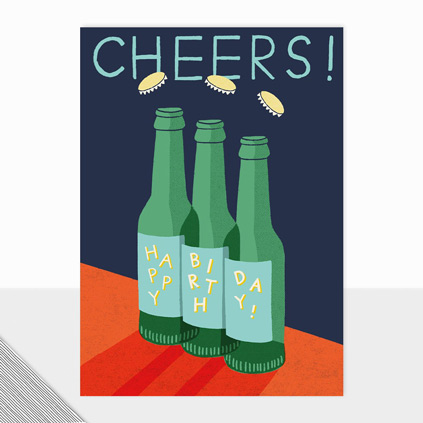 Happy Birthday Beer Bottle Cheers Greeting Card