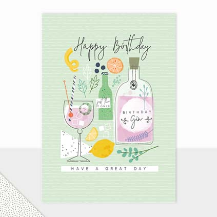Happy Birthday Gin Drinks Greeting Card