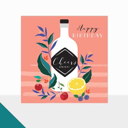 Happy Birthday Gin Bottle Greeting Card