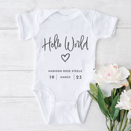 Personalised Hello World Baby Grow