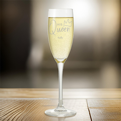 Personalised Champagne Flute - His Queen